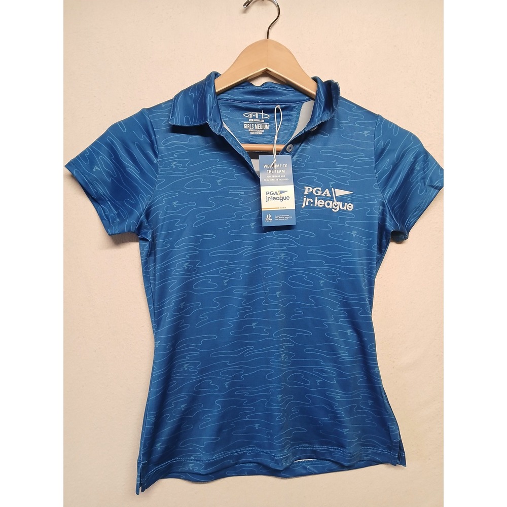 Garb girls medium PGA Jr league golf t shirt performance NEW polo personal logo